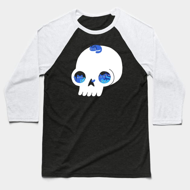 Skull Full Of Cats Baseball T-Shirt by obinsun